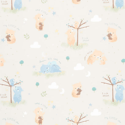 D is for Dream - Baby Bears Grey Yardage