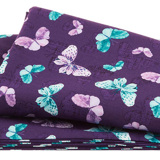 Botanical Magic - Butterfly Toss Purple 3 Yard Cut