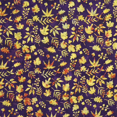 Bonfire Batiks - Leaves Amethyst Yardage