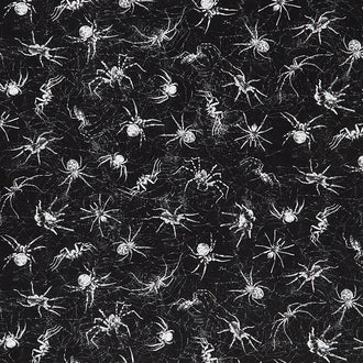 Wicked - Creepy Spiders and Webs Black Yardage