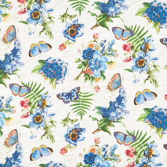 Something Blue - Feature Floral Cream Multi Yardage