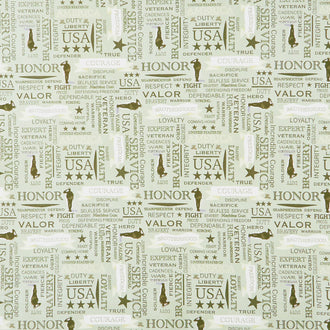 Coming Home - Army Text Sage Yardage