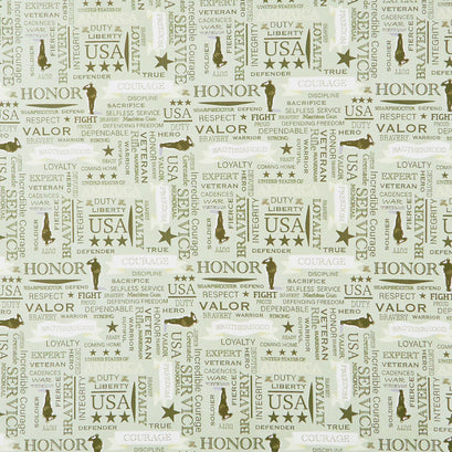 Coming Home - Army Text Sage Yardage