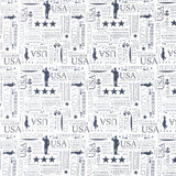Coming Home - Navy Text White Yardage Primary Image