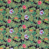 Earth Song - Jungle Floral Black Metallic Yardage Primary Image