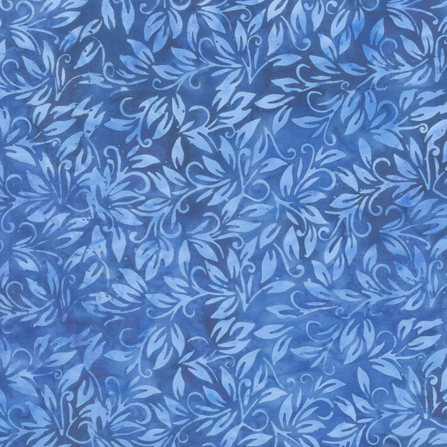 Porcelain Blue Batiks - Small Leaf Blue Marine Yardage Primary Image