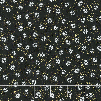Kindred Canines - Paw Prints Black Metallic Yardage