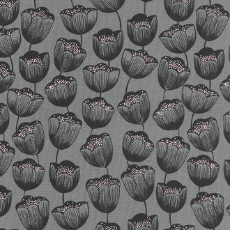 Firefly - Magic Tulips Dark Gray Metallic Yardage