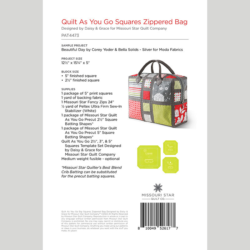 Digital Download - Quilt As You Go Squares Zippered Bag by Missouri Star Alternative View #1