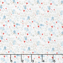 Guess How Much I Love You - Blue - Heart Floral Denim Yardage Primary Image
