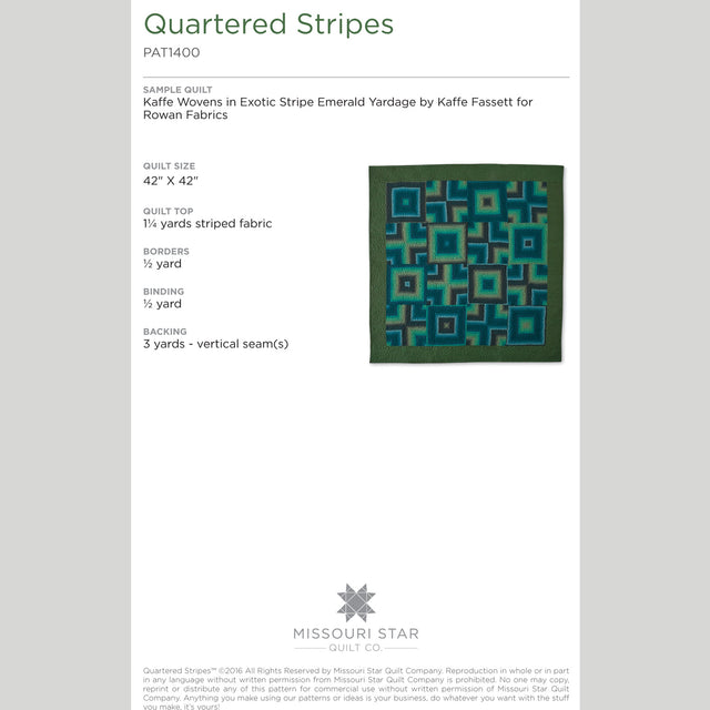 Digital Download Quartered Stripes Quilt Pattern by Missouri Star