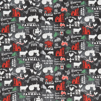 Farmall Farm to Table - Farming Allover Black Yardage