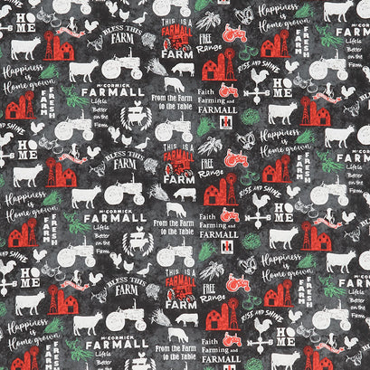 Farmall Farm to Table - Farming Allover Black Yardage