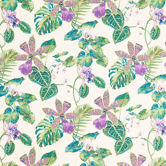 Shimmer Paradise - Orchid Trail White Multi Metallic Yardage