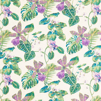Shimmer Paradise - Orchid Trail White Multi Metallic Yardage