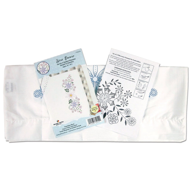 Star Flower Embroidery Pillowcase Set
