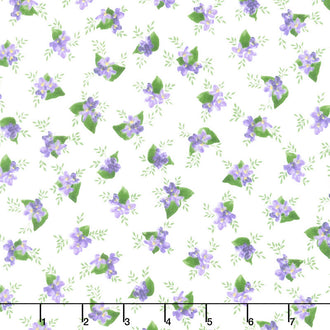 Elizabeth Flannel - Lilacs White Yardage