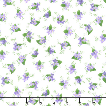 Elizabeth Flannel - Lilacs White Yardage