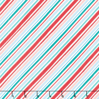 Gnome for Christmas - Holiday Diagonal Stripes Multi Yardage