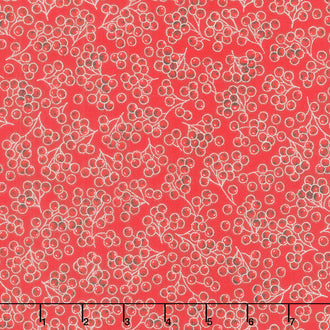 Holiday Flourish Scarlet - Berries Scarlet Metallic Yardage