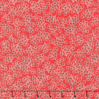 Holiday Flourish Scarlet - Berries Scarlet Metallic Yardage