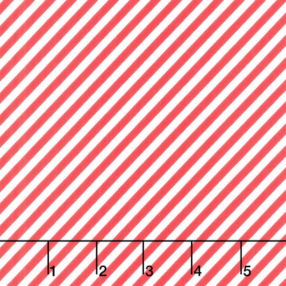 Timber Gnomies Tree Farm - Diagonal Candy Cane Stripe Red/White Yardage