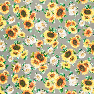Sunflower Festival - Blooming Sunflowers Gray Yardage
