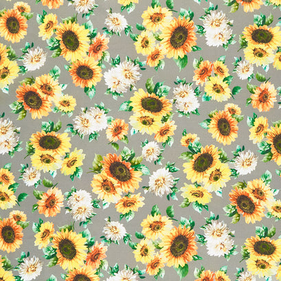 Sunflower Festival - Blooming Sunflowers Gray Yardage