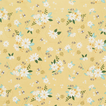Daisy Fields - Main Honey Metallic Yardage