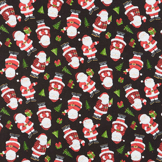 Santa's Tree Farm - Santa Toss Black Multi Yardage