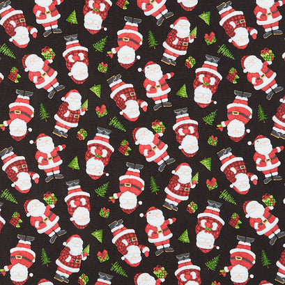 Santa's Tree Farm - Santa Toss Black Multi Yardage