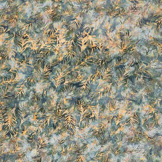 Naturescape Batiks - Sprigs Multi Green Brown Blue Yardage