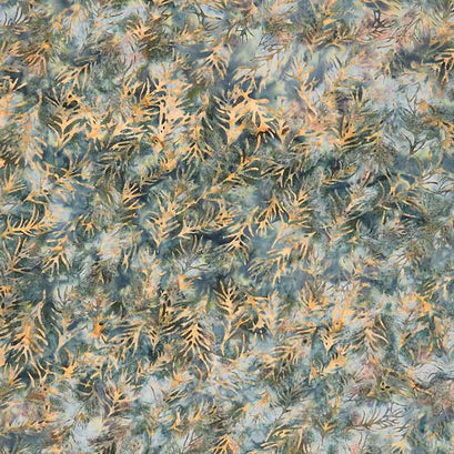 Naturescape Batiks - Sprigs Multi Green Brown Blue Yardage