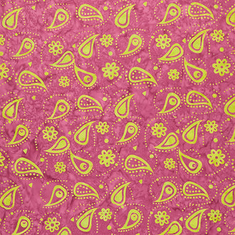 Paisley Got Mod Batiks - Main Paisley Pink Geranium Yardage
