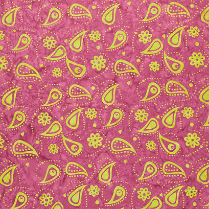Paisley Got Mod Batiks - Main Paisley Pink Geranium Yardage