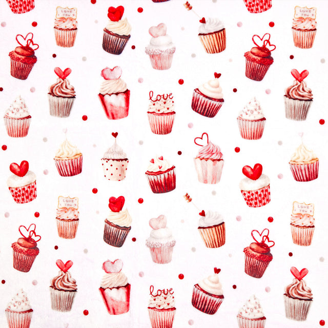 Cuddle® Prints - Valentine Cupcakes Snow Yardage Primary Image