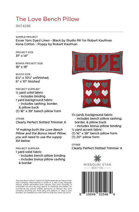 Digital Download - The Love Bench Pillow by Missouri Star Alternative View #1
