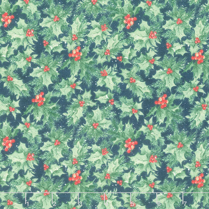 Winter Hollow - Holly Toss Navy Yardage
