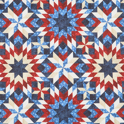 Stars and Stripes - Quilt Blocks Navy Multi 108" Wide Backing