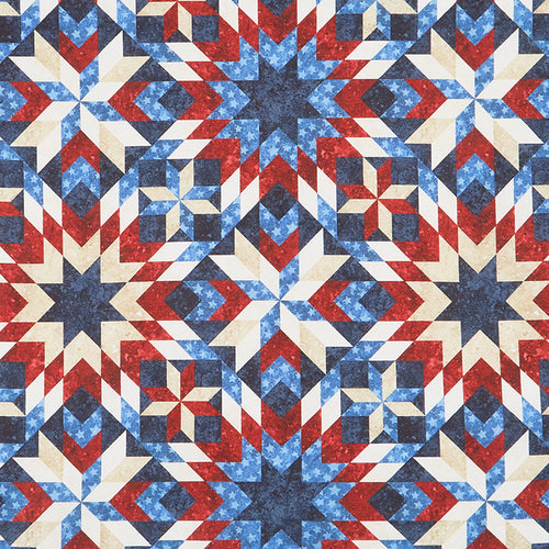 Stars and Stripes - Quilt Blocks Bac Navy Multi Yardage Primary Image