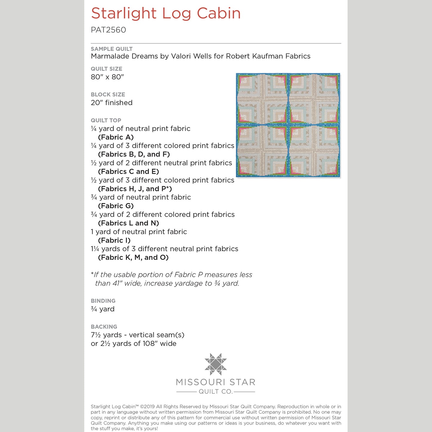Digital Download - Starlight Log Cabin Quilt Pattern by Missouri Star Alternative View #1
