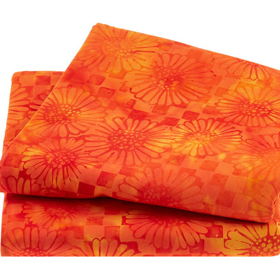 Rainbow Days Batiks - Check Sunflower Nasturtium 5 Yard Cut