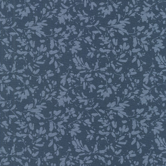 Green Fields - Tonal Leaves Dark Blue Yardage