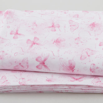 Winged Whisper - Butterflies & Confetti Toss Pink 3 Yard Cut