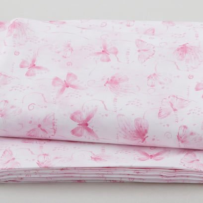 Winged Whisper - Butterflies & Confetti Toss Pink 3 Yard Cut