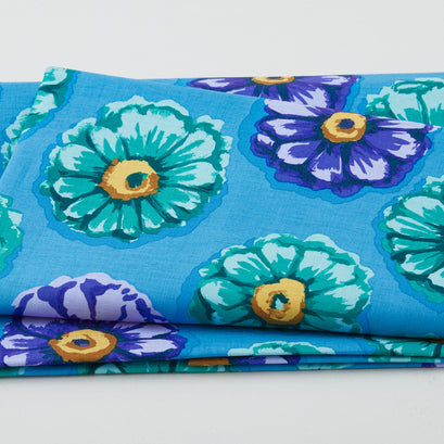Kaffe - 85 and Fabulous Zinnia Blue 2 Yard Cut