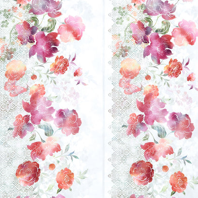 Ethereal - Border Stripe Red Yardage