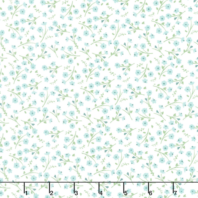 Juliette - Small Floral Teal Yardage Primary Image