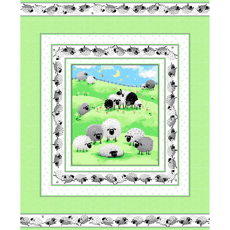 Lewe the Ewe - Sheep Quilt Light Green Panel Primary Image