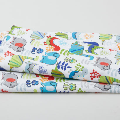 Dinos Toss Flannel - White 2 Yard Cut